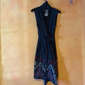 Lightweight cotton embroidered wrap dress (s)